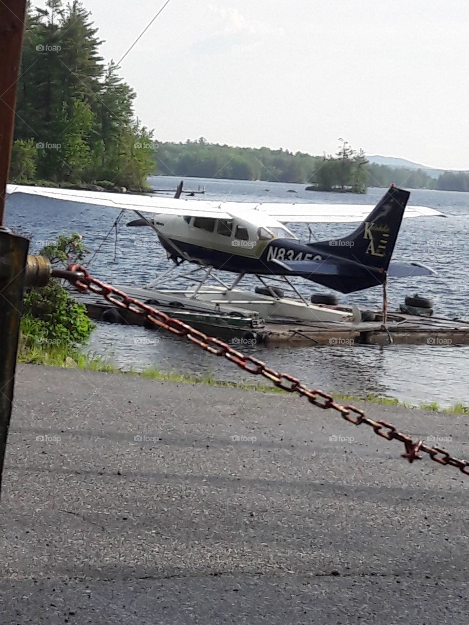 Seaplane @ dock in Maine.