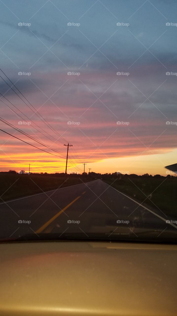 Landscape, Road, Sunset, Sky, Travel