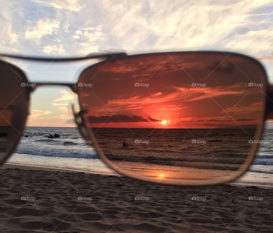 Sunset through sunglasses, Maui