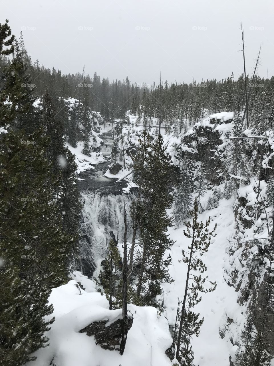Waterfall snow winter