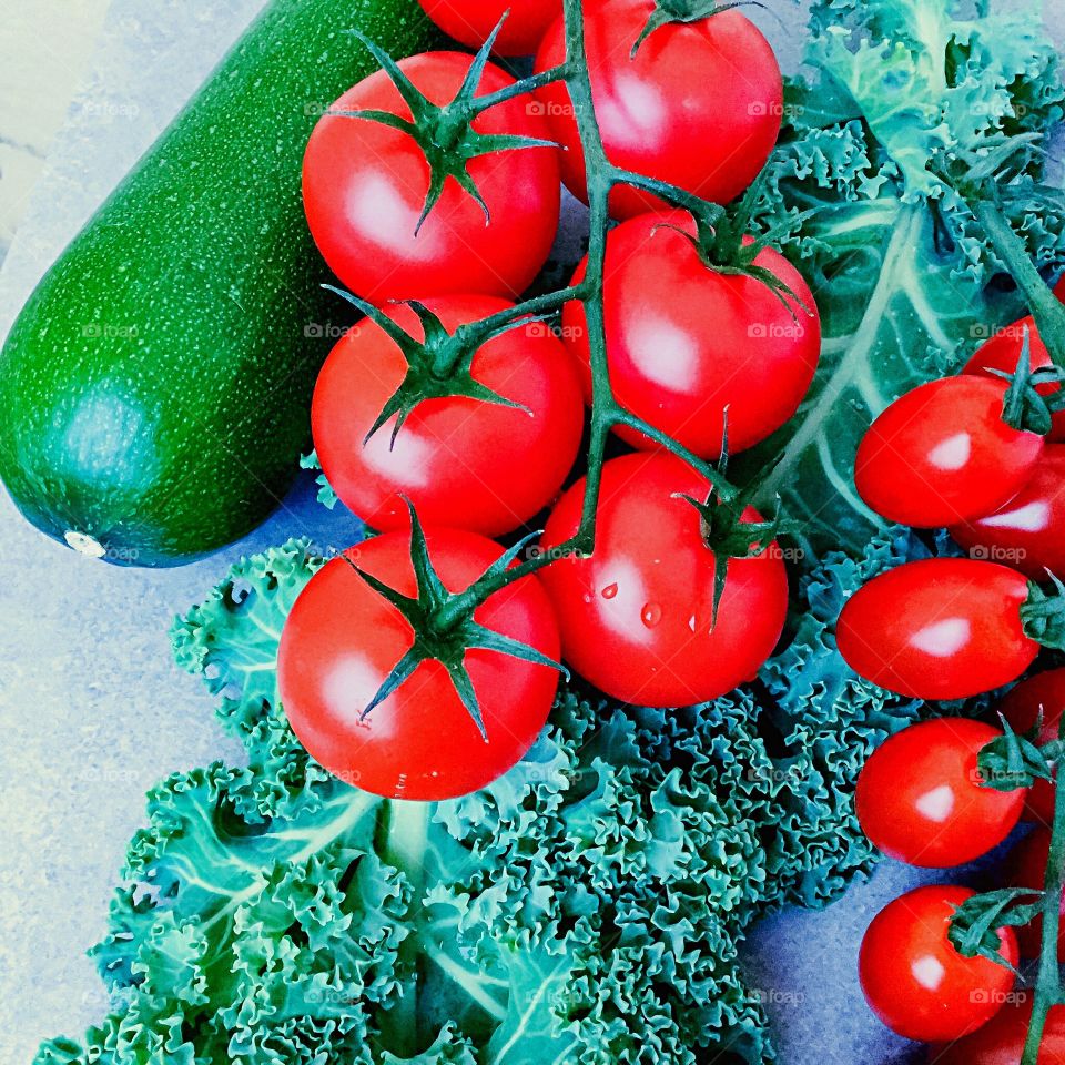 Tomatoes Red Zucchini Green Cabbage 