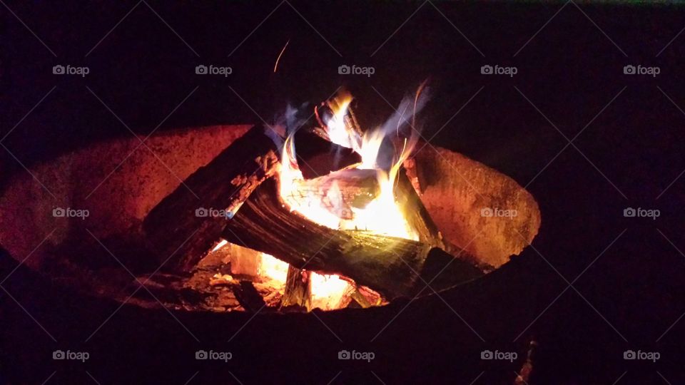 camp fire. fire pit