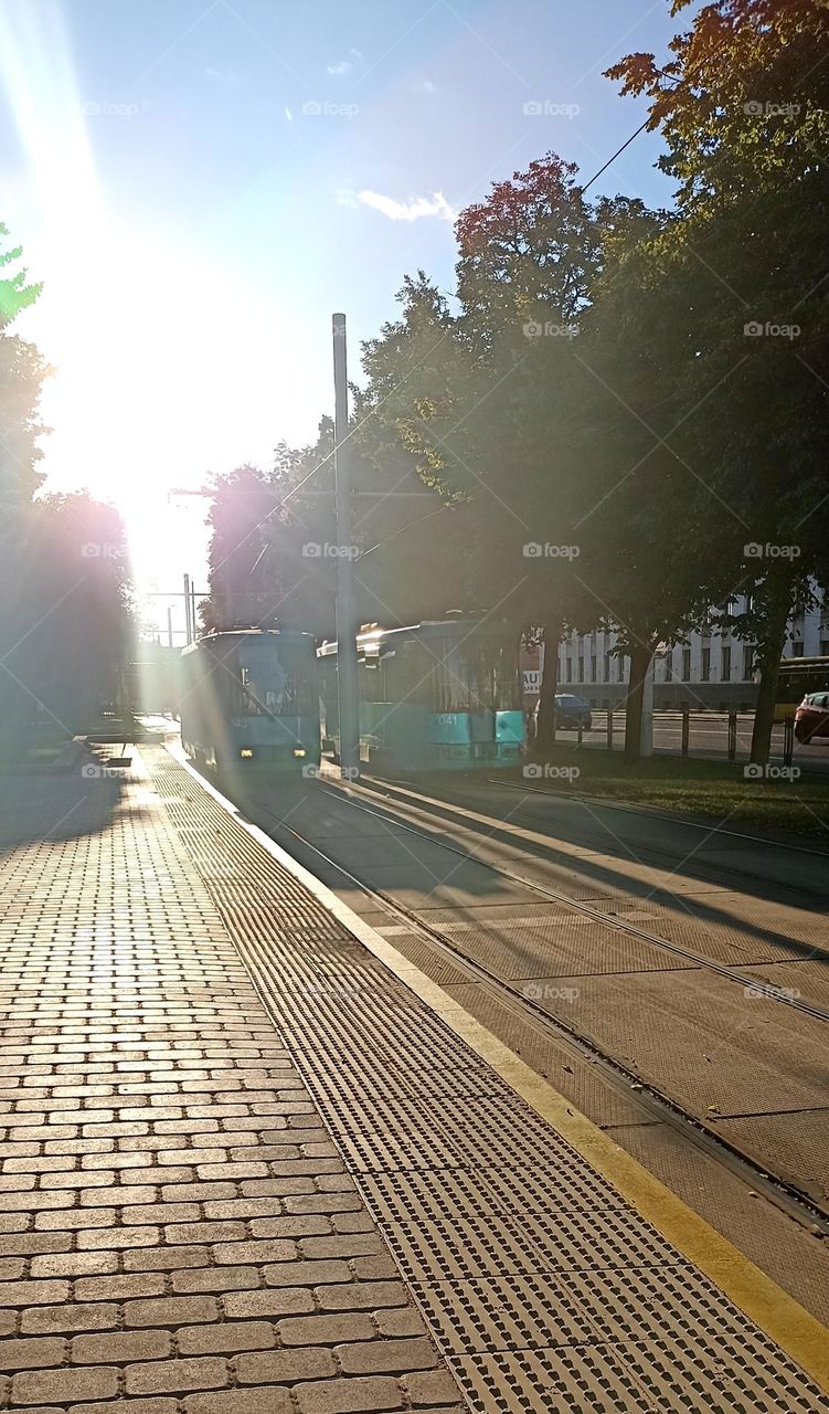 public transport city view