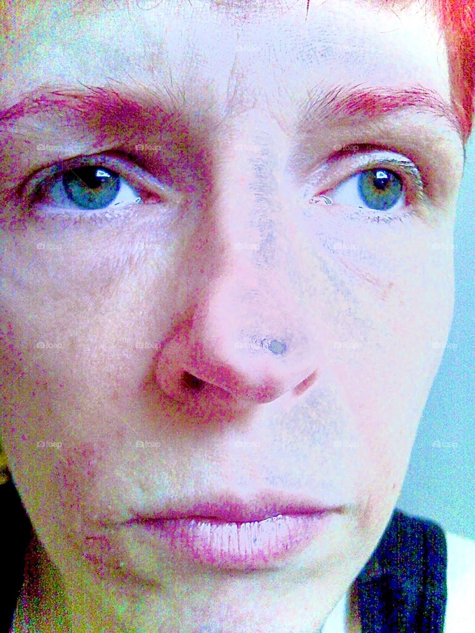 A closeup portrait of Petra from 2011 on moving day from her Midtown Manhattan West SRO residence she and Timothy shared for several years. Hypnotic Productions