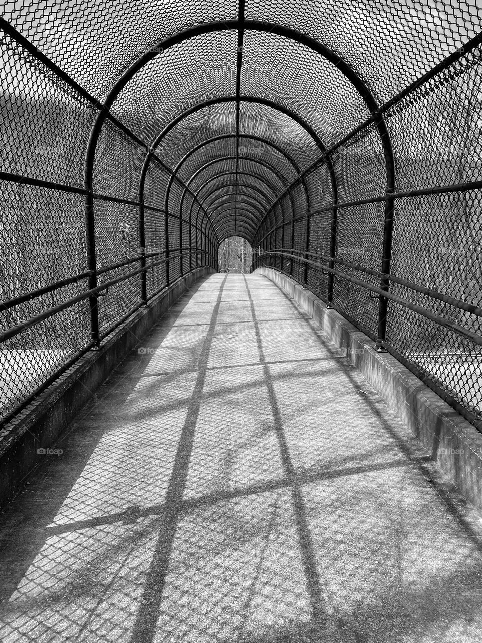 A pedestrian walkway over a highway