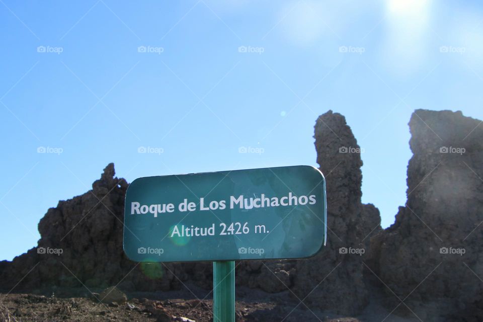 Information sign on the Roque de los Muchachos on the Canary Island of La Palma