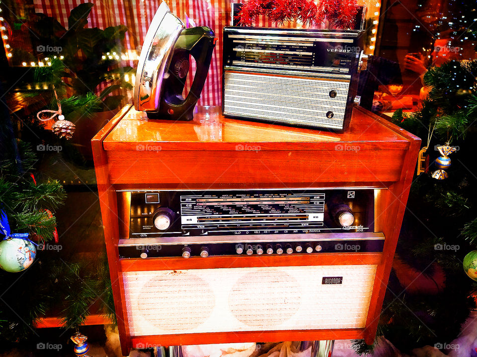 Two radios from the 60s and 70s and an iron.  Made in USSR