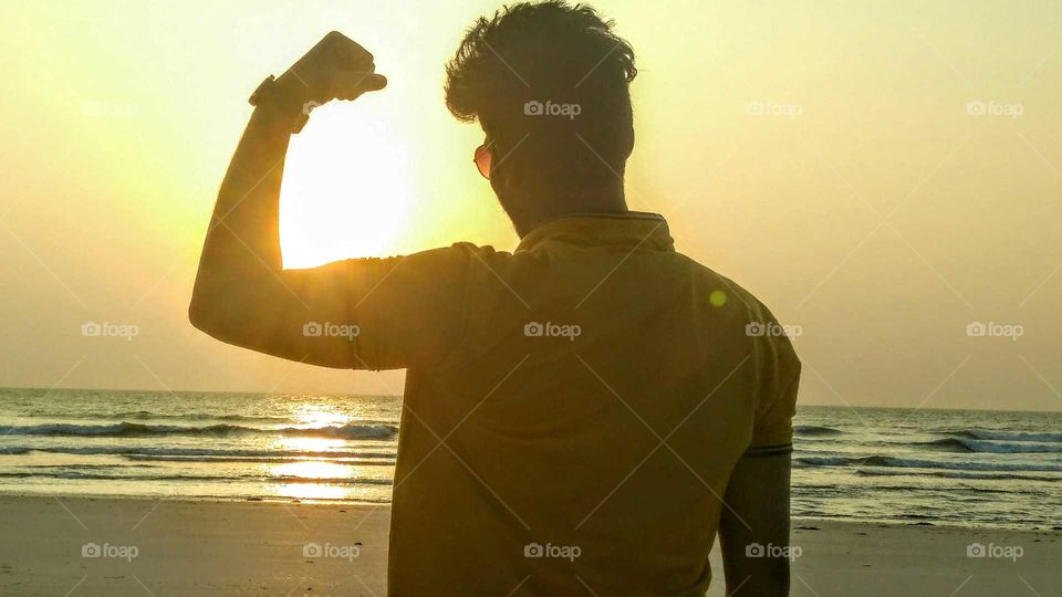 Posing at Ganeshgule beach, Maharashtra, india