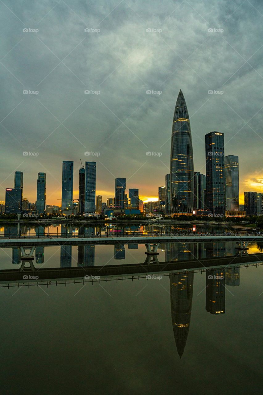 The view of houhai ( city) in the water.