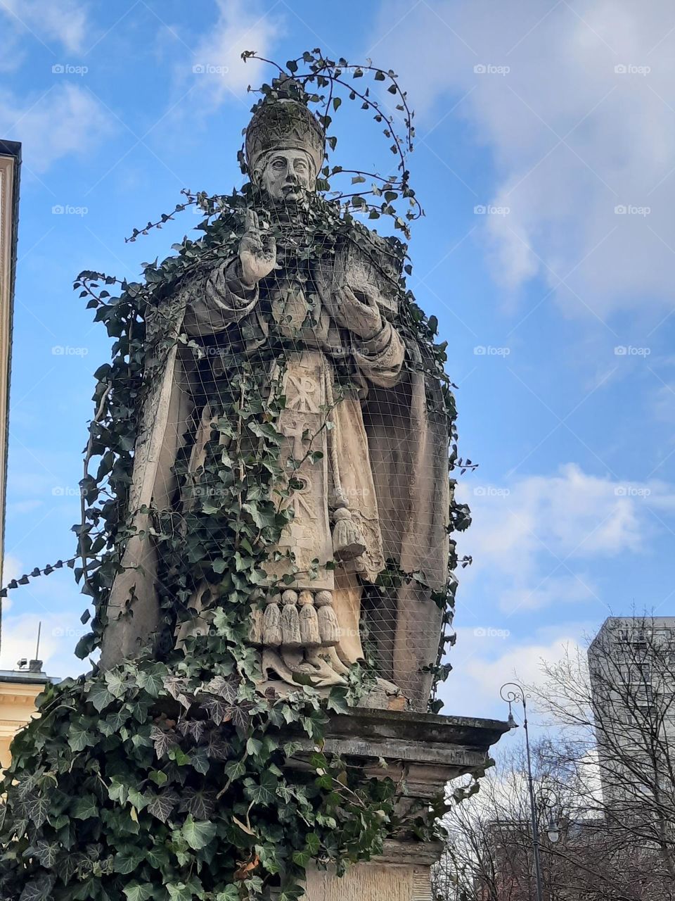 monument of a Saint with ivy