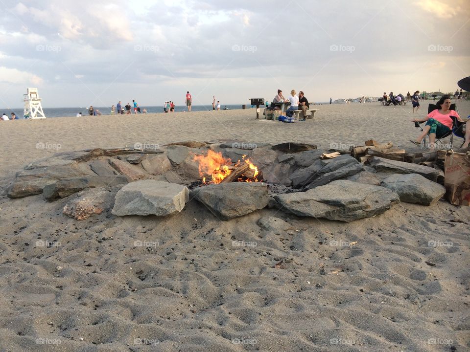 Fire pit on the beach