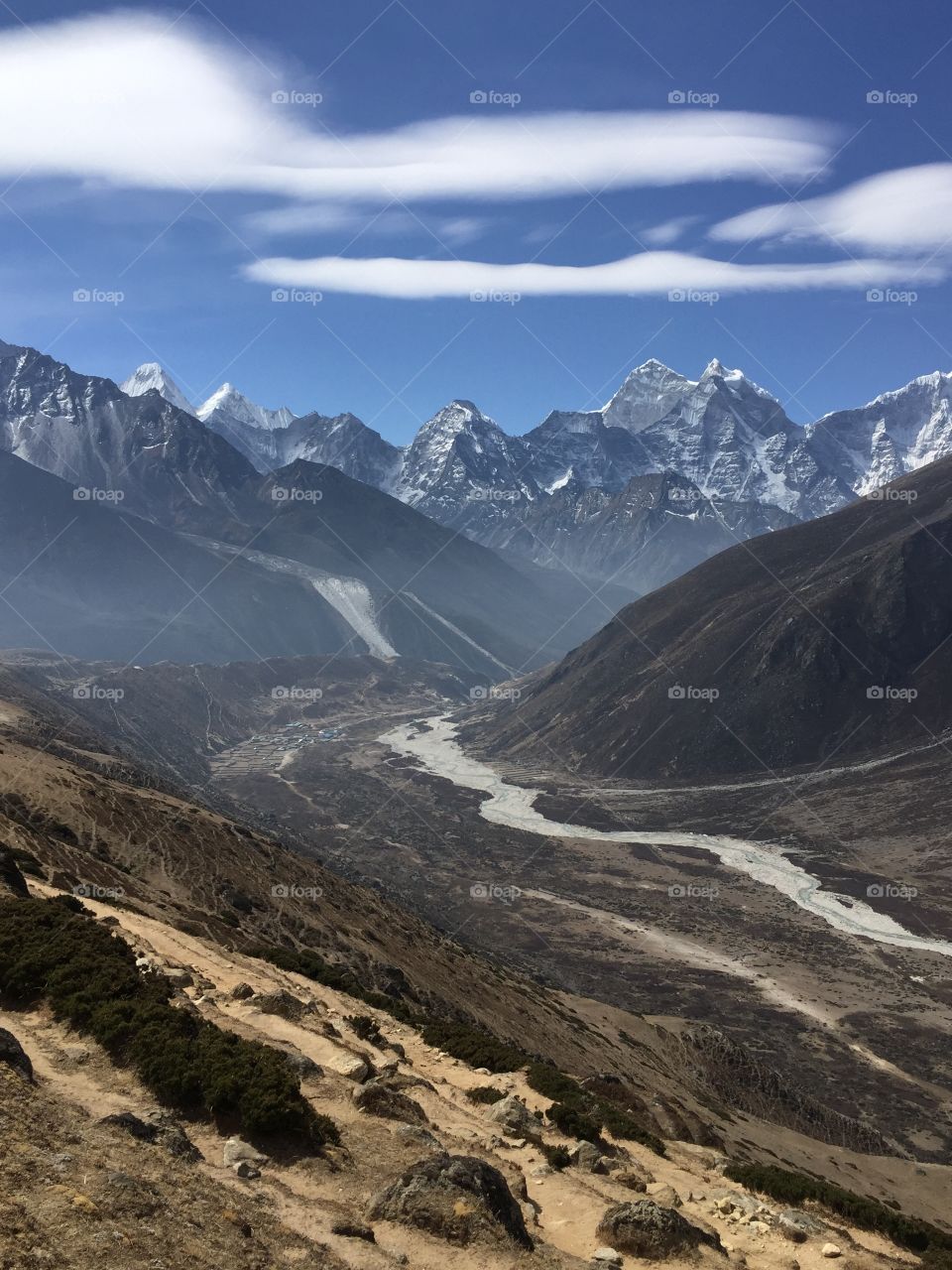 Everest Base Camp trek: the mountains and valleys of Sagarmartha national Park.