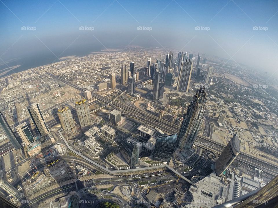 Dubai, UAE from the 124th floor of Burj Khalifa 