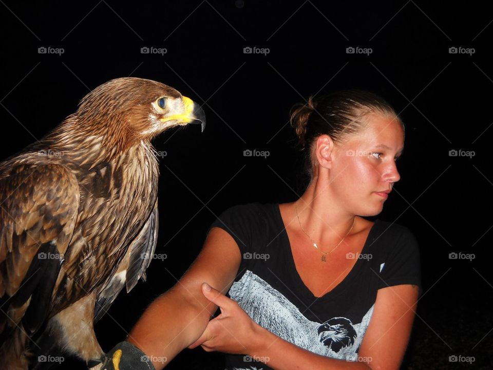 Holding an eagle