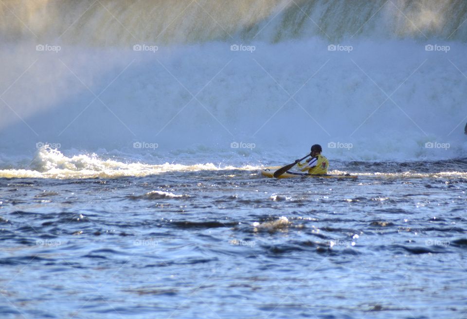 Kayak and Waterfall 