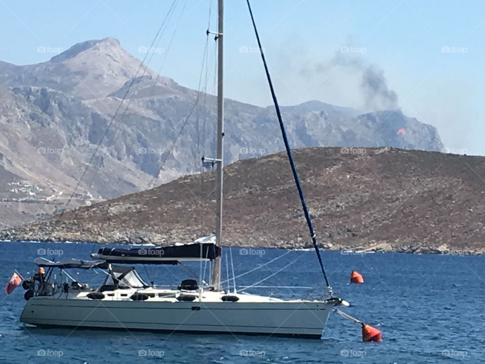 Greek islands and wild fire