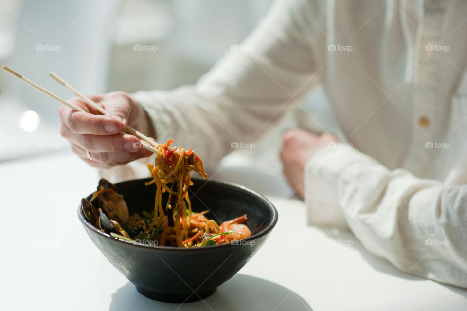 close-up of a plate with Asian cuisine