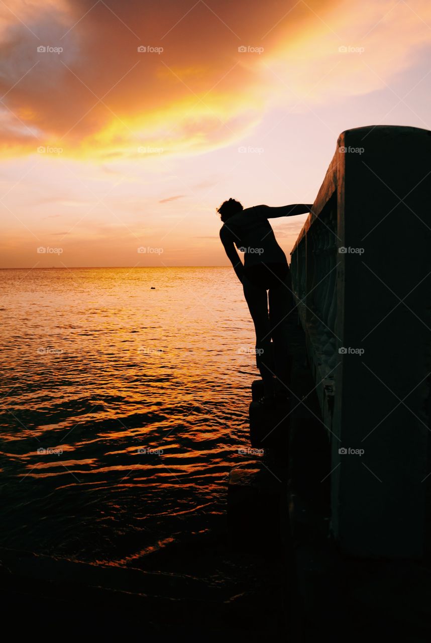 Sunset, Water, Beach, Evening, Backlit