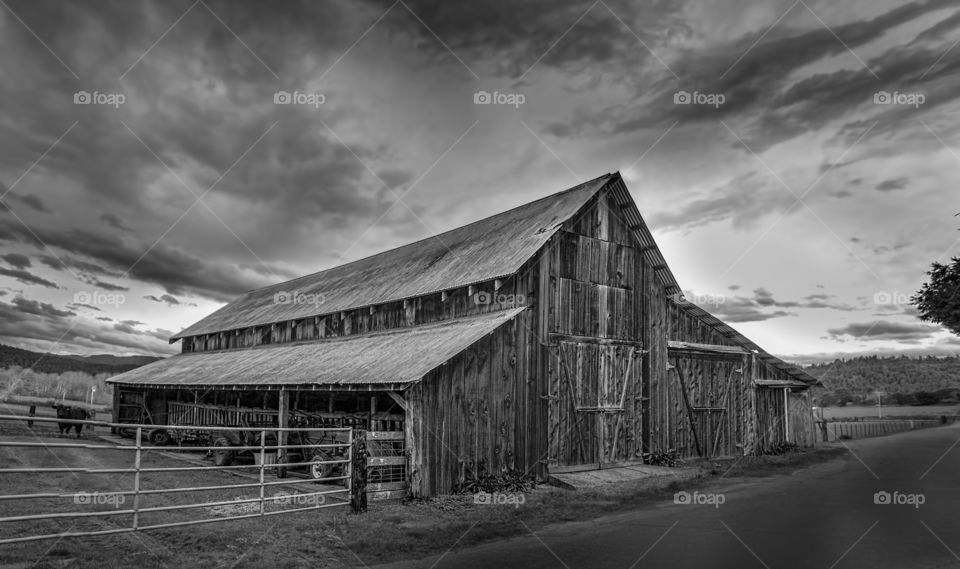 Barn on grassy field