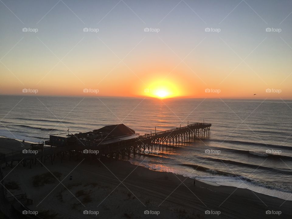 Sun rise at Myrtle Beach pier 14 on Monday October 17