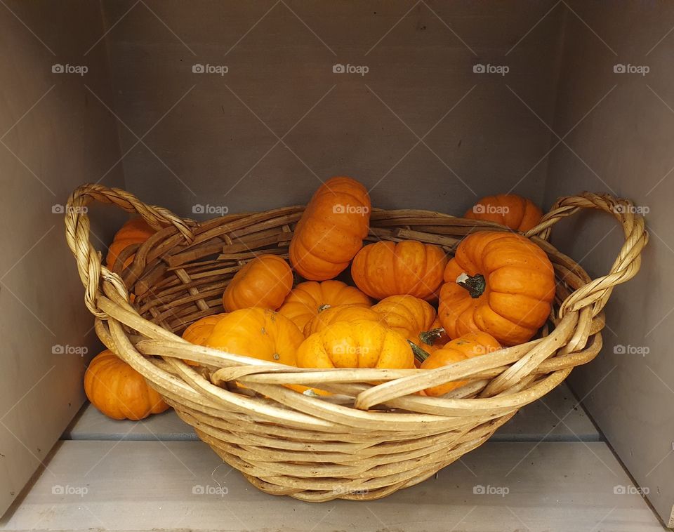 pumpkin on the basket