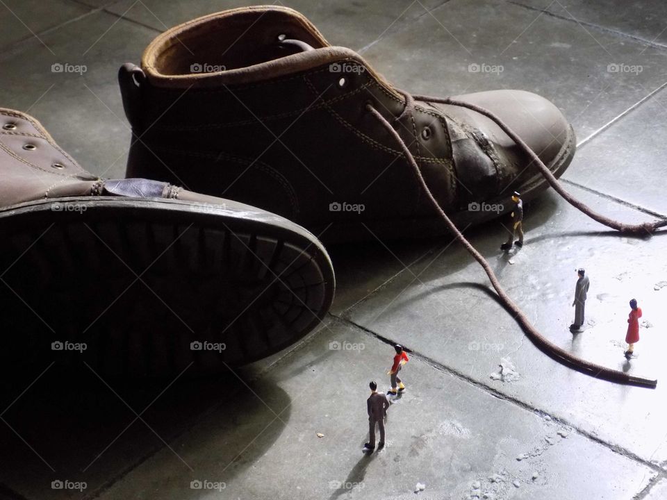 Lilliput world, giant lord's shoes