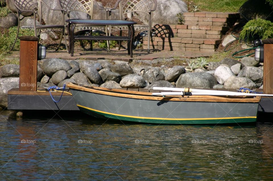 Rowboat on the dock. Rowboat on the dock