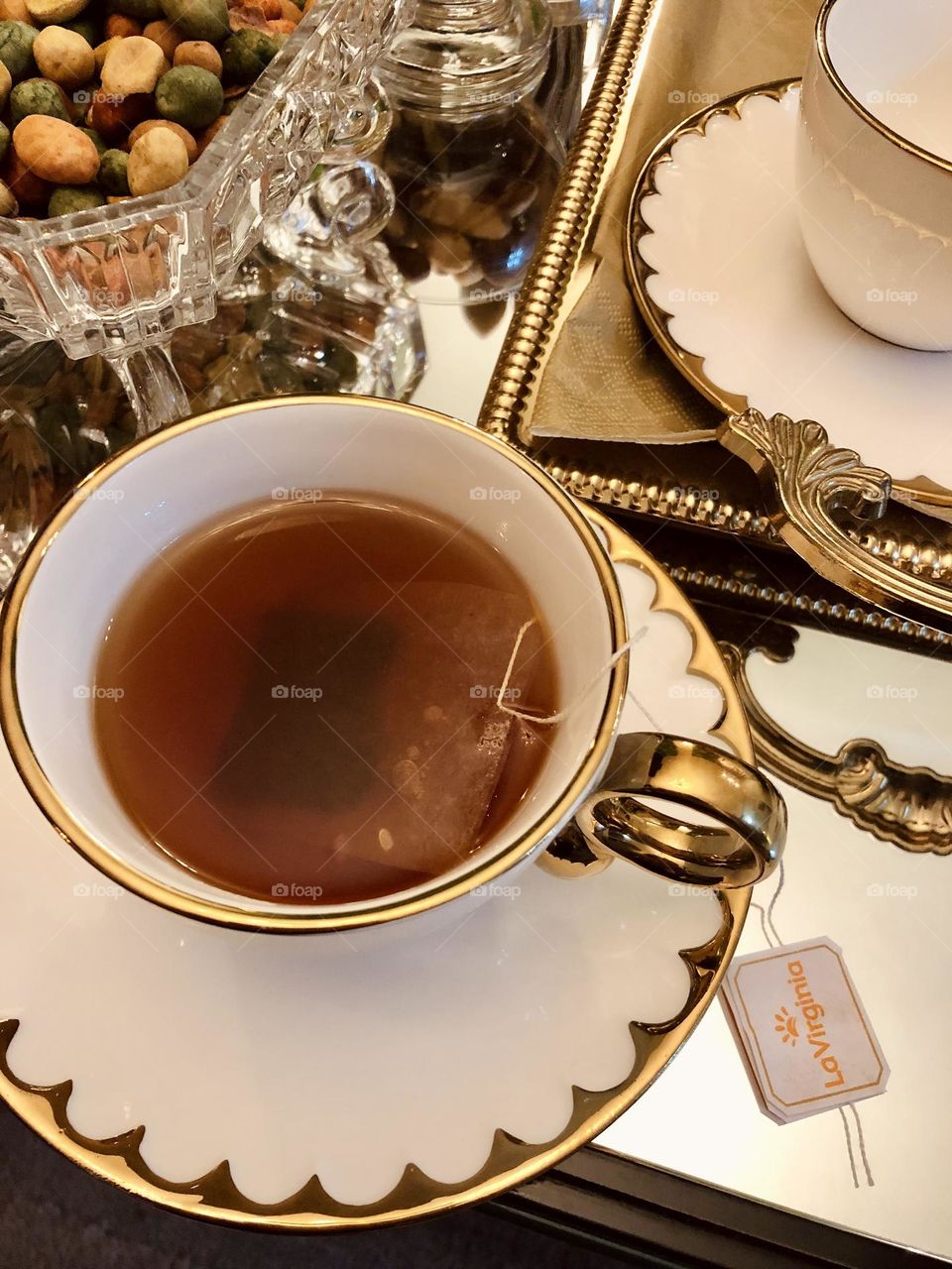 Tea in a white beautiful cup