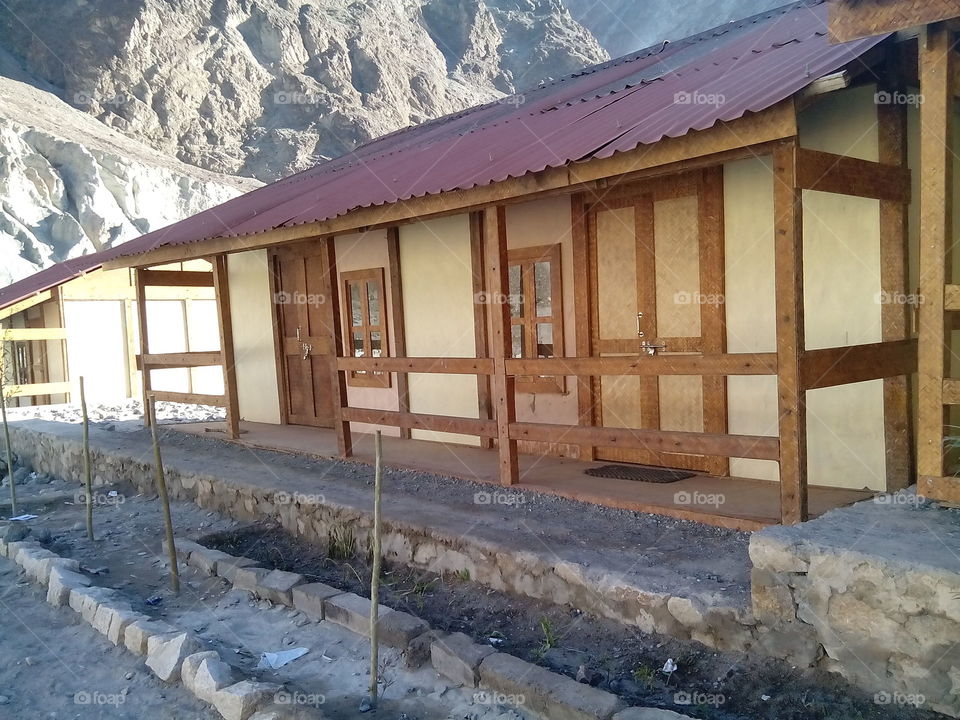 A beautiful house in a village of Leh, Laddakh called Bongdang Located in state of India. You can see the real beauty of the nature, that's why it's called heaven on earth