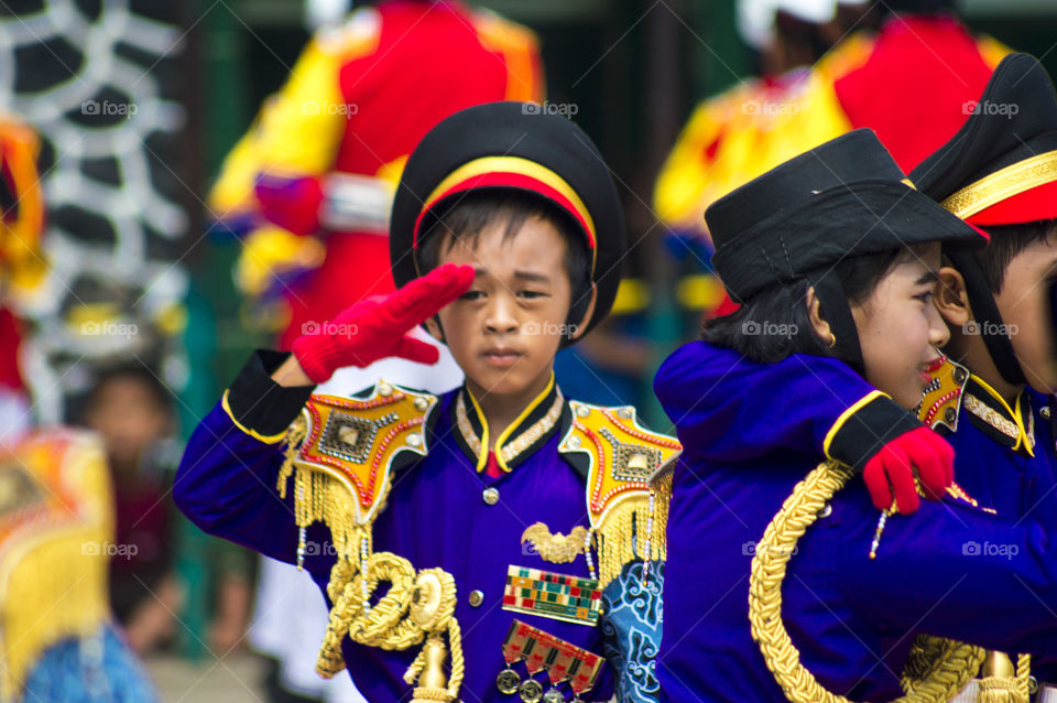 Boy wearing costume