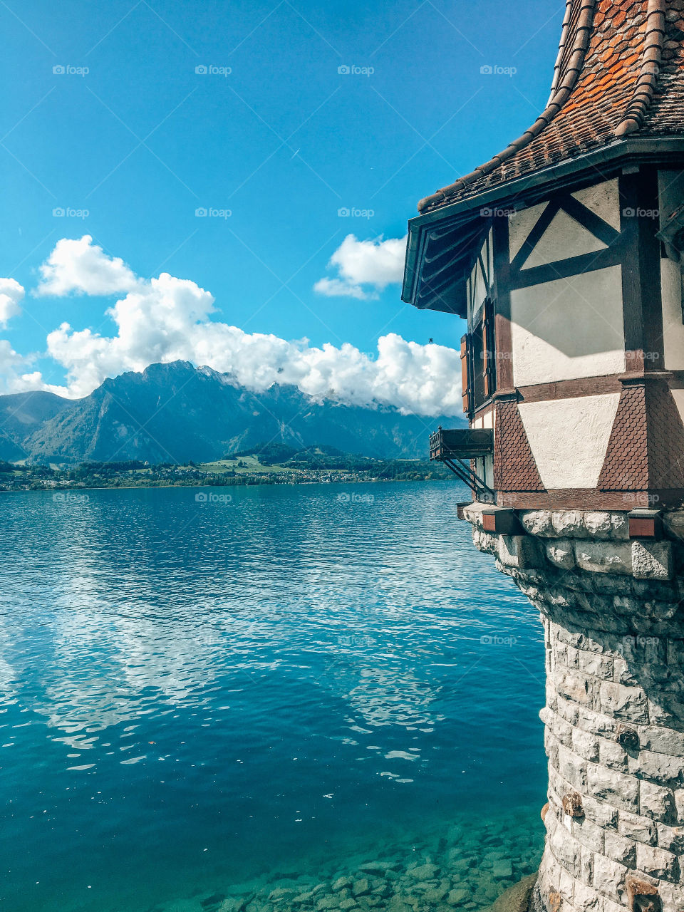 Oberhofen Castle on Lake Thun, Switzerland