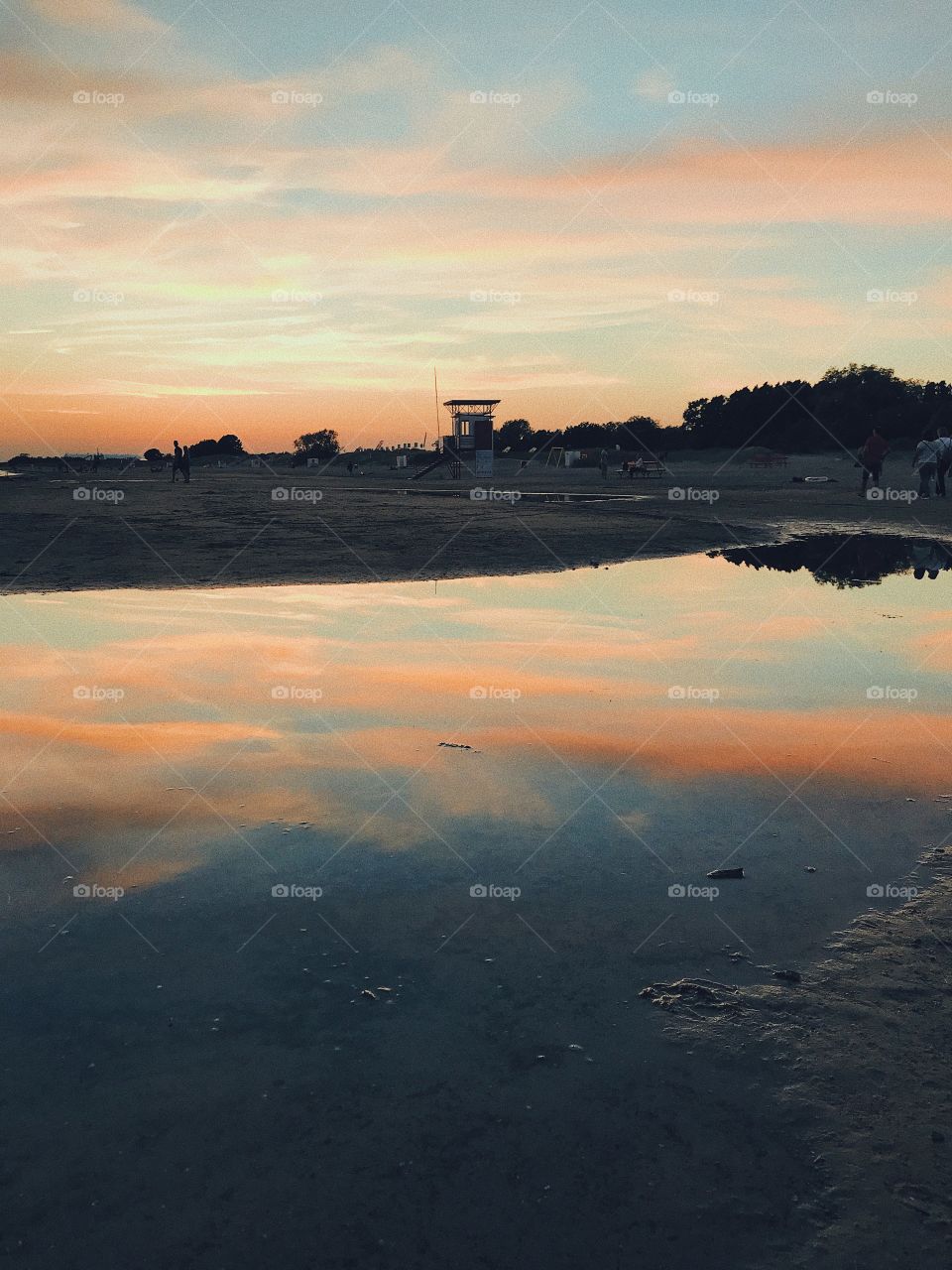 Summer evening beach sunset view 