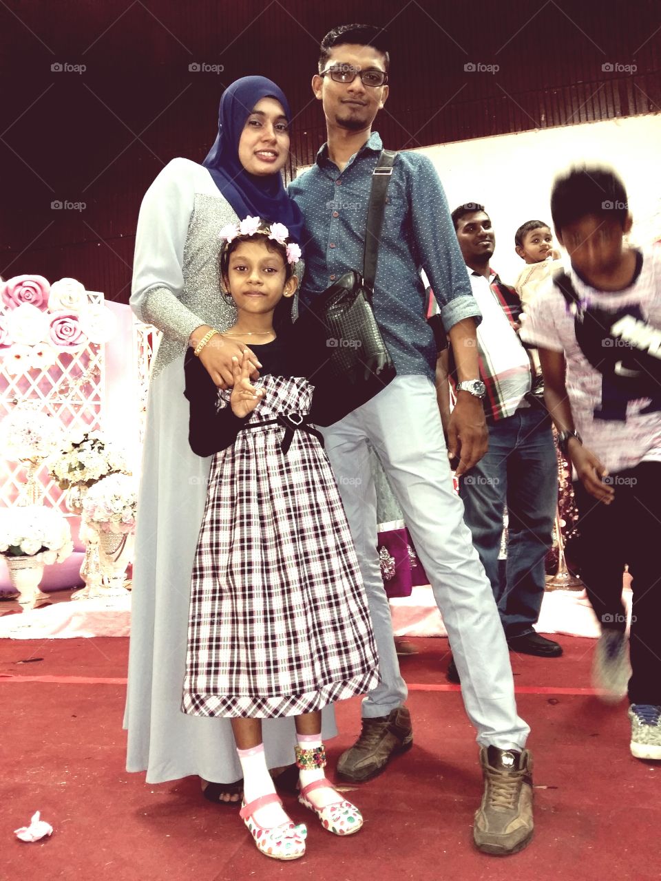 my family. on stage at fuction