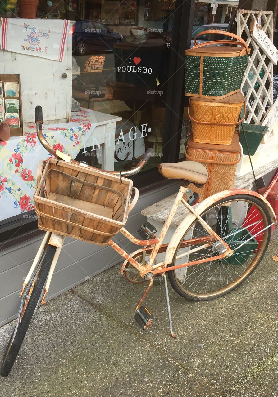 Old Vintage Bike with Wood Basket