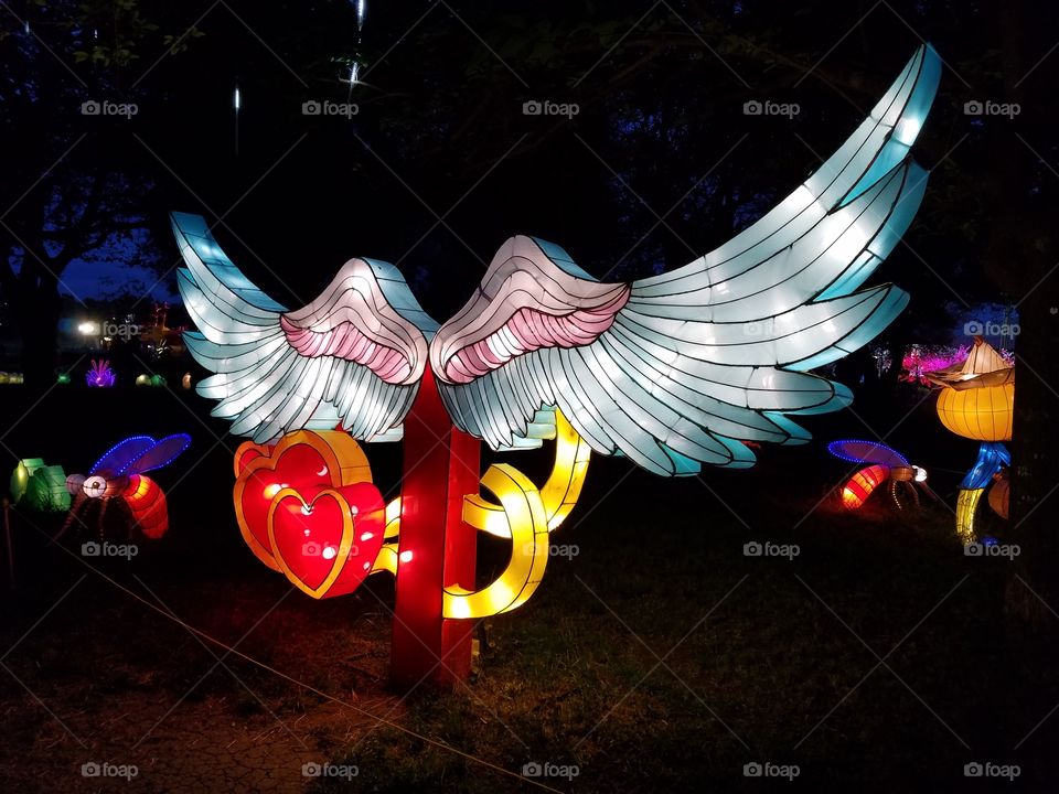 light lantern festival for the Chinese new year. Angel wings.