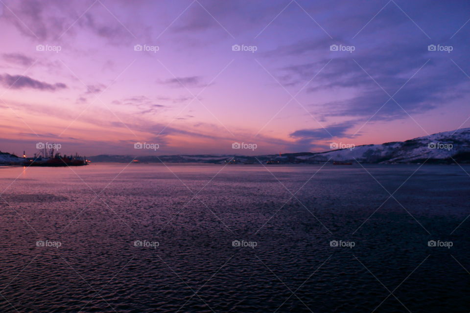 beautiful purple and pink hues of sunset