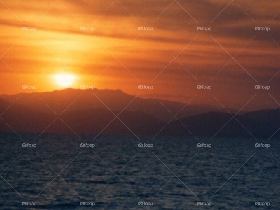 Sunset off the east coast of Australia near the Great Barrier Reef