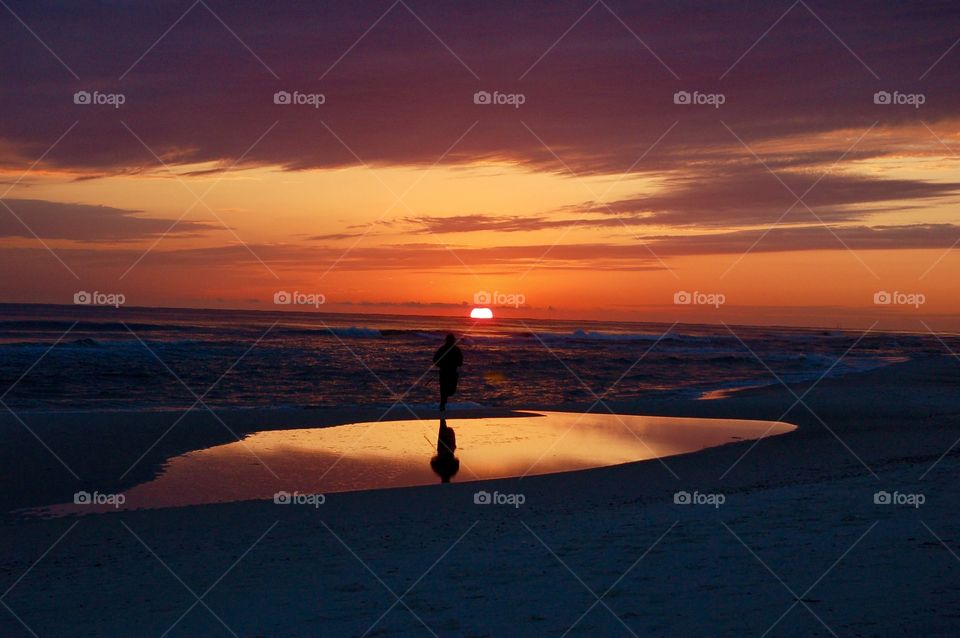 Beach Runner At Sunset