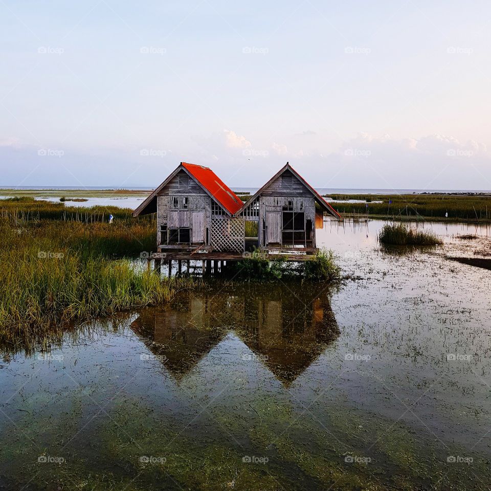 Scenics view of lake again blue sky