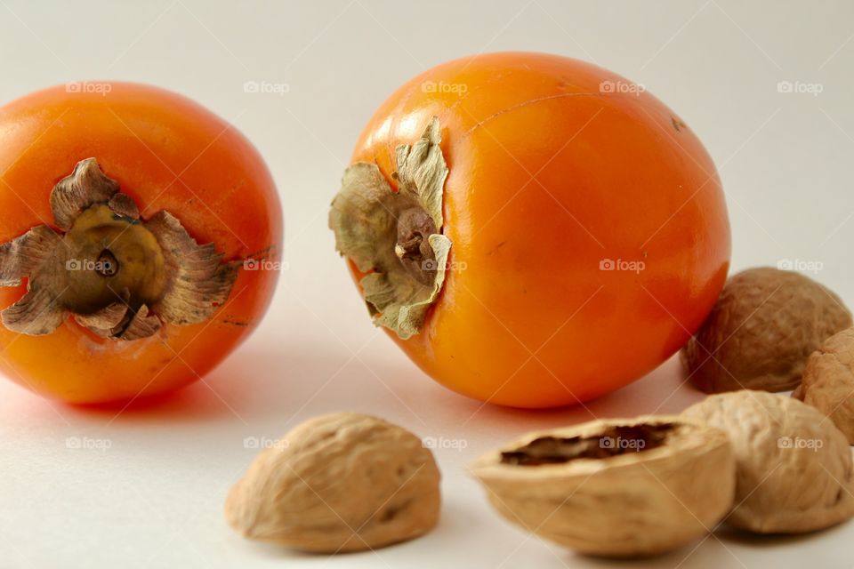 Kaki fruit and nuts 